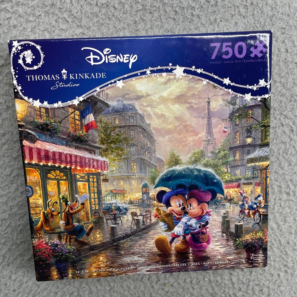 Thomas Kinkade Disney Puzzle Mickey and Minnie Mouse in Paris 750 pcs